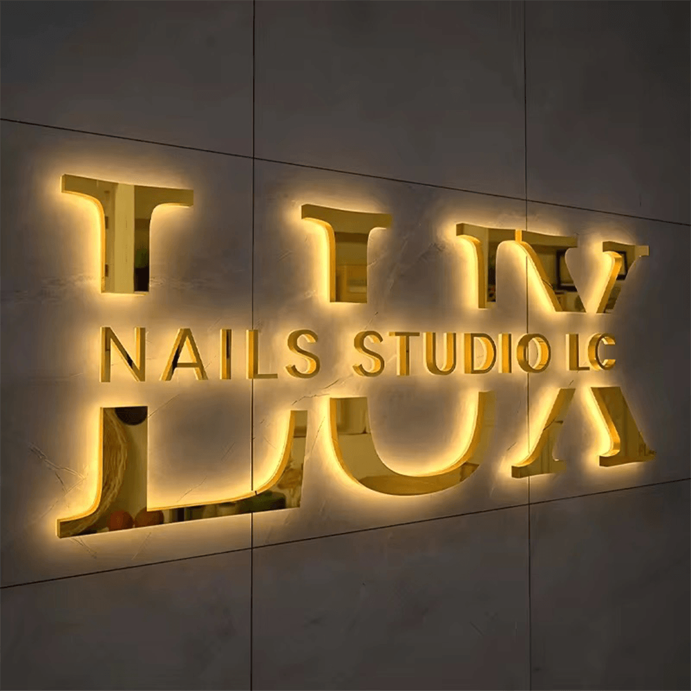 lux nail studio backlighting logo
