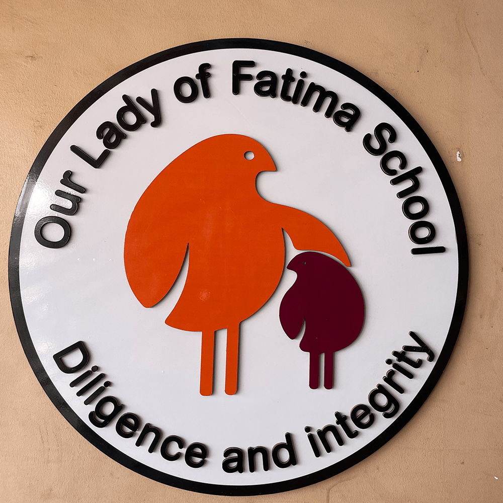 our lady of fatima 2d wall logo school reception sign