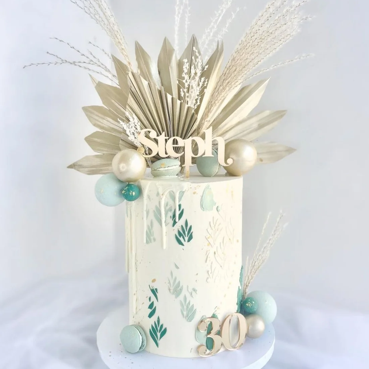 Name Acrylic Cake Topper in Gold Silver Black Grey Bronze